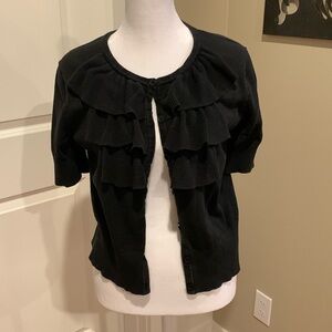 Van Heusen Black Knit Sweater with ruffled front